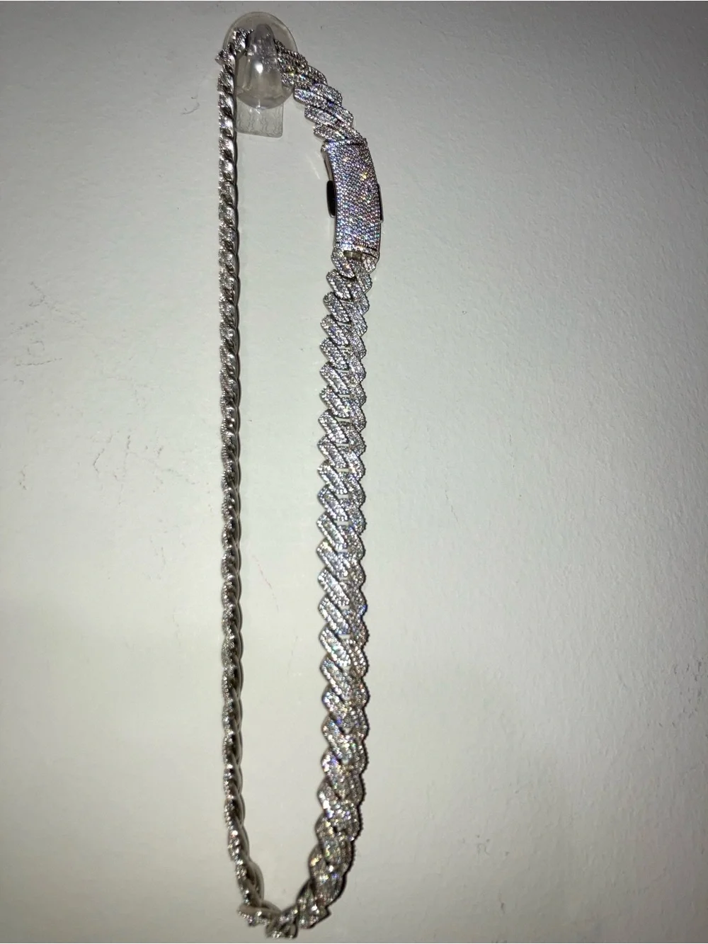 Baguettes with small lab diamond Cuban link Chain Necklace - Men